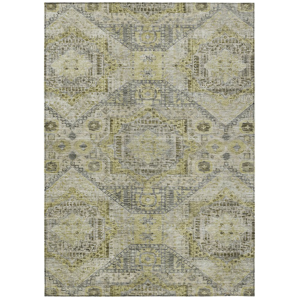 Machine Washable Indoor/Outdoor Chantille Khaki 5' x 7'6" Rug. Picture 1