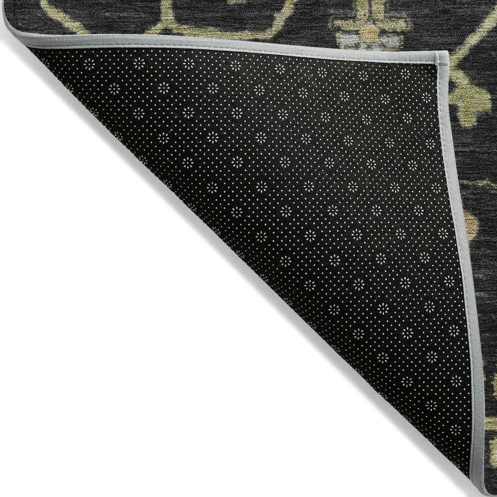 Machine Washable Indoor/Outdoor Chantille Black 2'6" x 3'10" Rug. Picture 2