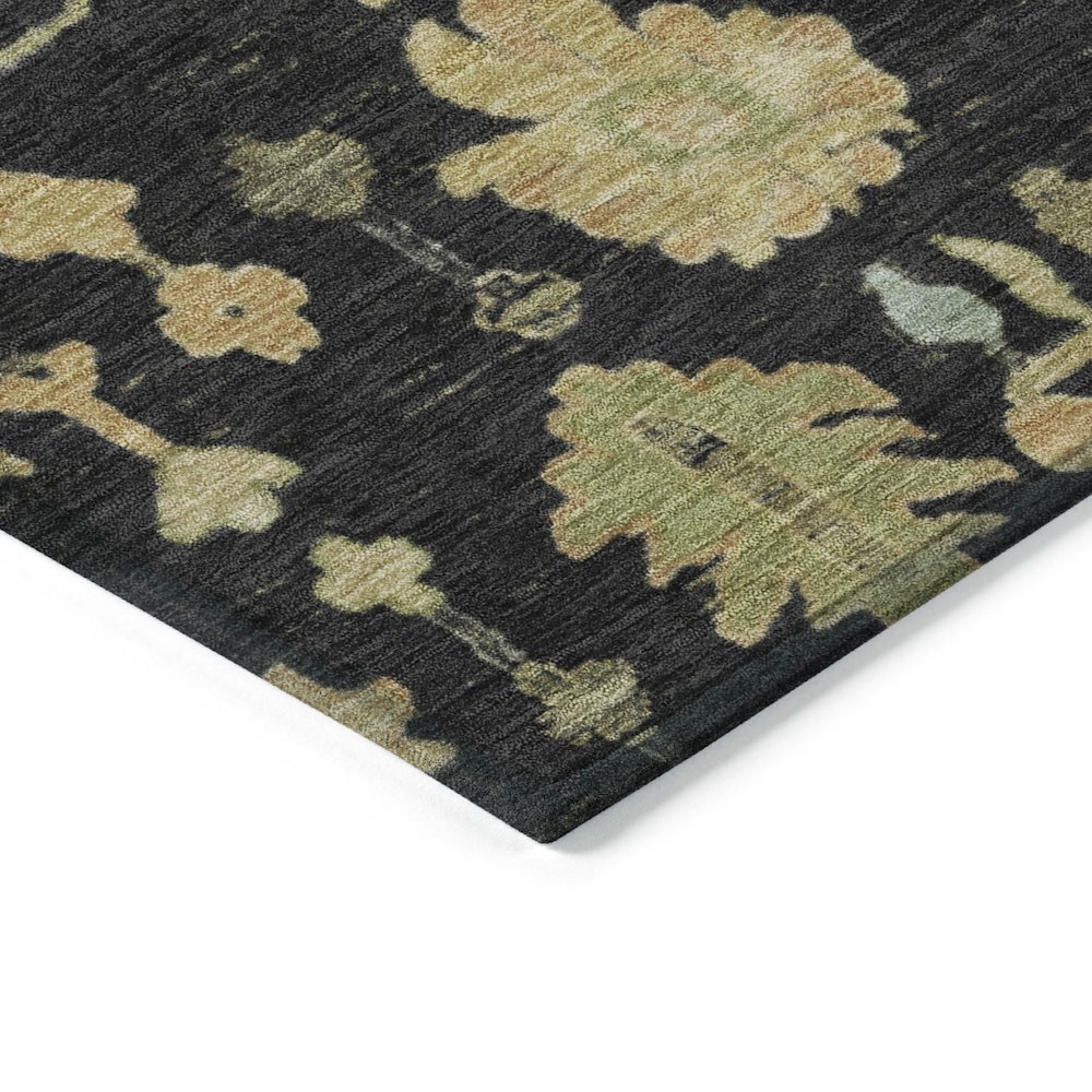 Machine Washable Indoor/Outdoor Chantille Black 2'6" x 3'10" Rug. Picture 3