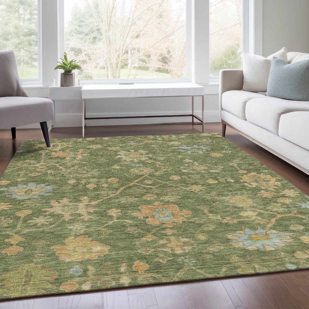Machine Washable Indoor/Outdoor Chantille Fern 5' x 7'6" Rug. Picture 6