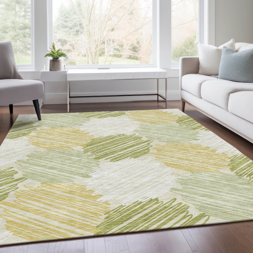 Machine Washable Indoor/Outdoor Chantille Green 5' x 7'6" Rug. Picture 6