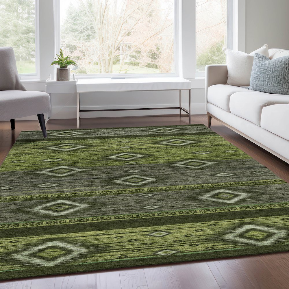 Machine Washable Indoor/Outdoor Chantille Aloe 5' x 7'6" Rug. Picture 6