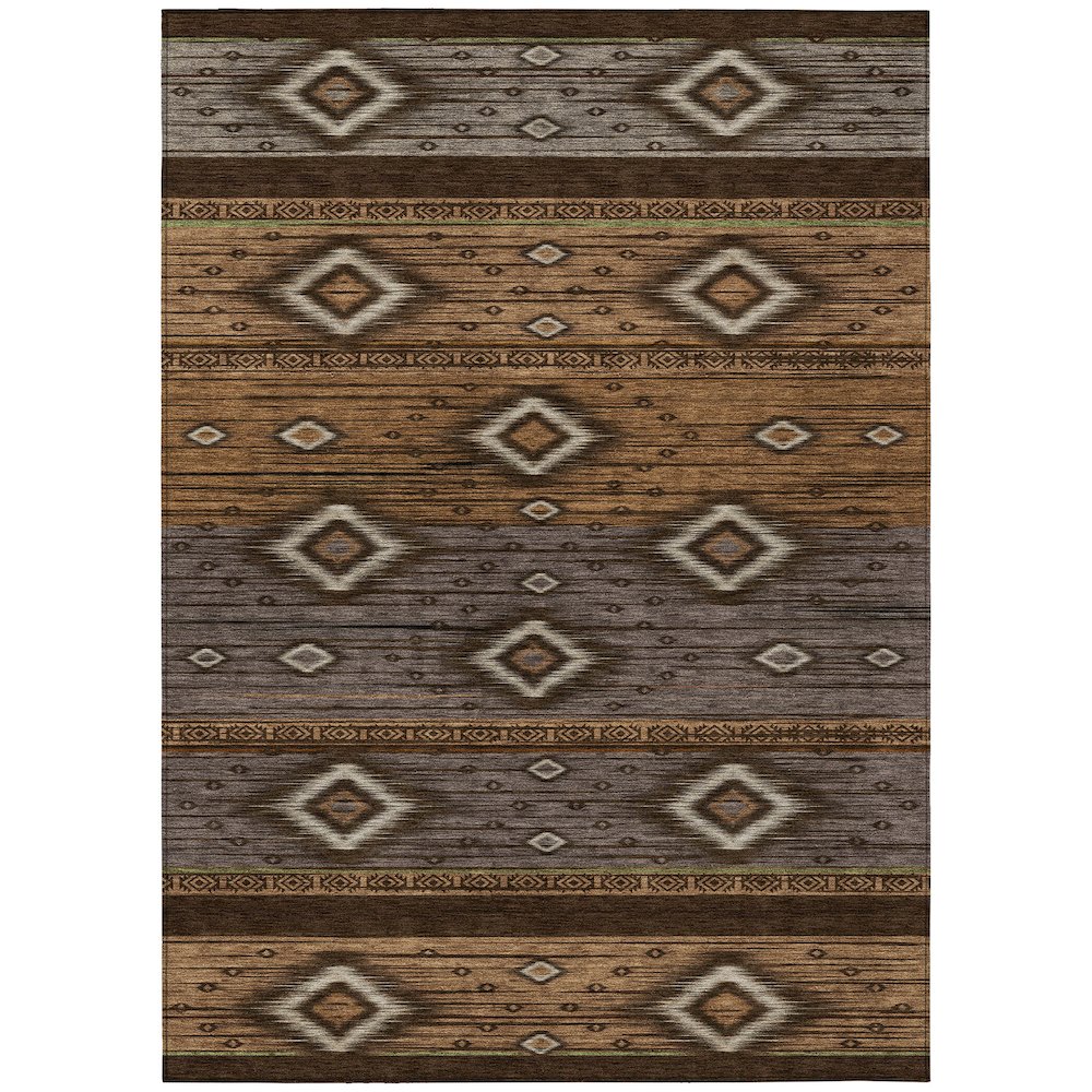 Machine Washable Indoor/Outdoor Chantille Chocolate 5' x 7'6" Rug. Picture 1