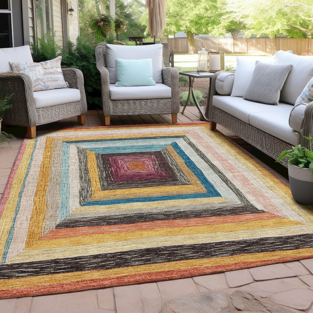 Machine Washable Indoor/Outdoor Chantille Honey 5' x 7'6" Rug. Picture 7