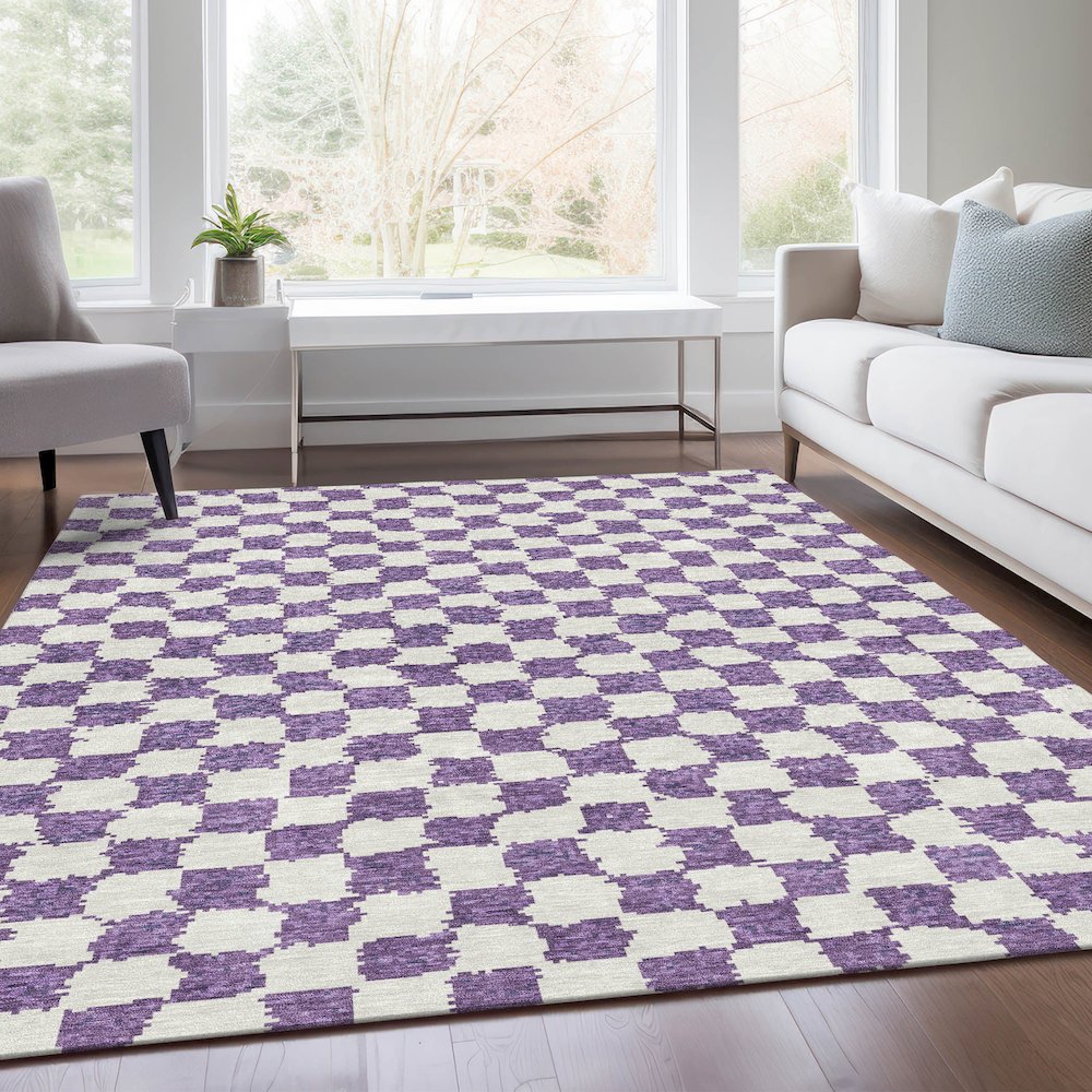 Machine Washable Indoor/Outdoor Chantille Purple 5' x 7'6" Rug. Picture 6