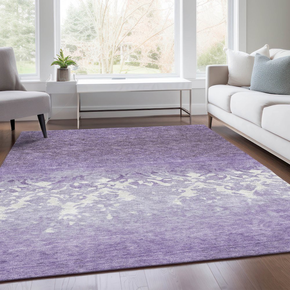 Machine Washable Indoor/Outdoor Chantille Purple 5' x 7'6" Rug. Picture 6