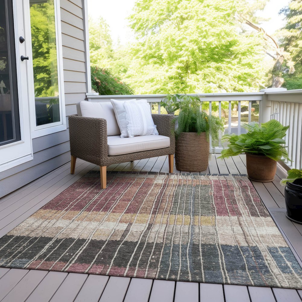 Machine Washable Indoor/Outdoor Chantille Mauve 5' x 7'6" Rug. Picture 8