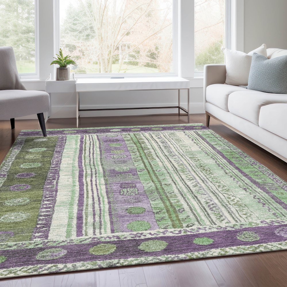 Machine Washable Indoor/Outdoor Chantille Purple 5' x 7'6" Rug. Picture 6
