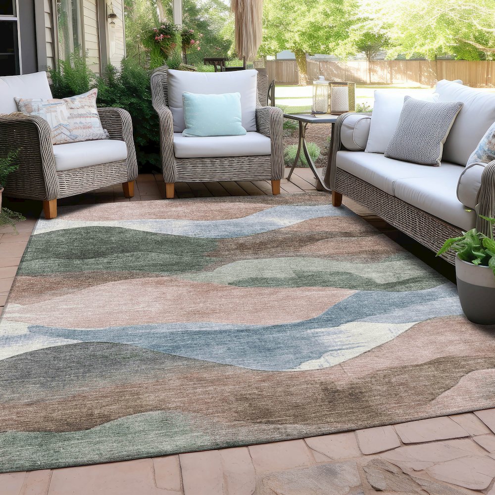 Machine Washable Indoor/Outdoor Chantille Salmon 5' x 7'6" Rug. Picture 7