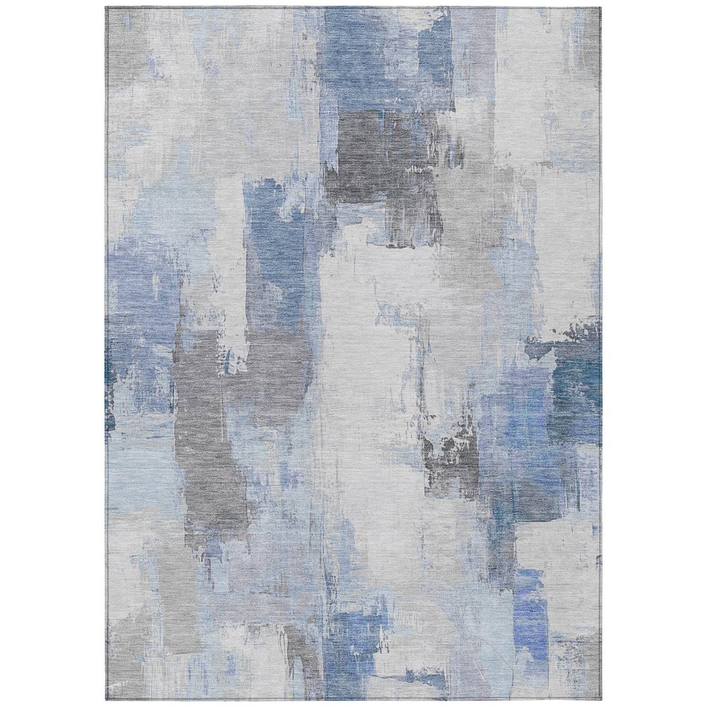 Machine Washable Indoor/Outdoor Chantille Denim 5' x 7'6" Rug. Picture 1