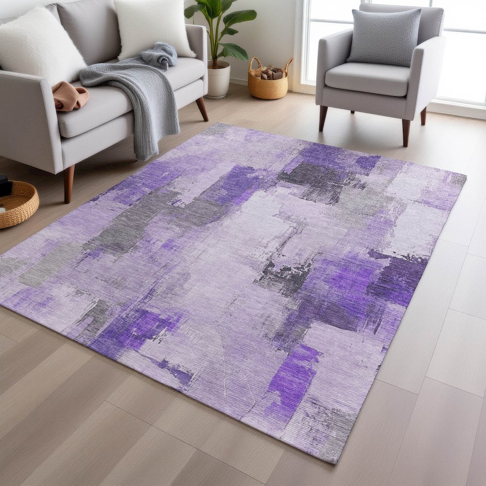Machine Washable Indoor/Outdoor Chantille Lavender 5' x 7'6" Rug. Picture 5