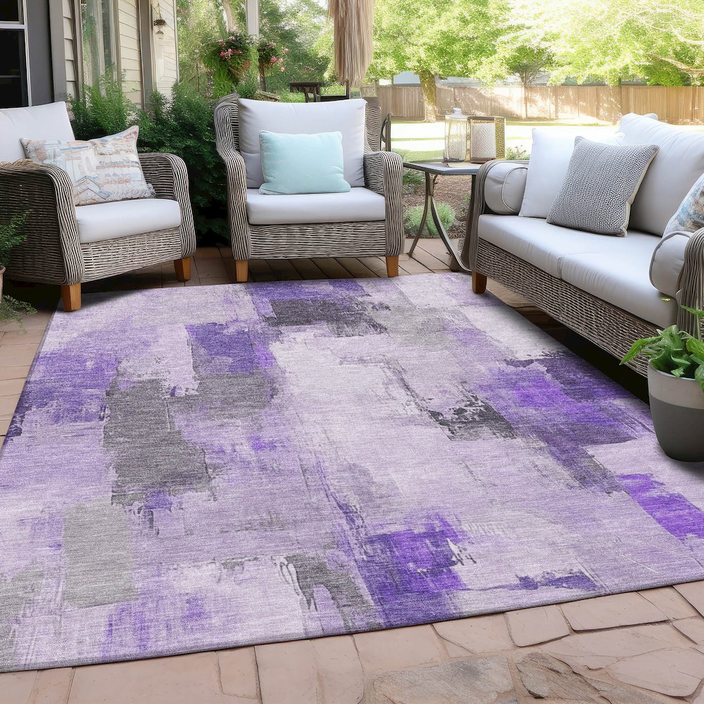 Machine Washable Indoor/Outdoor Chantille Lavender 5' x 7'6" Rug. Picture 7