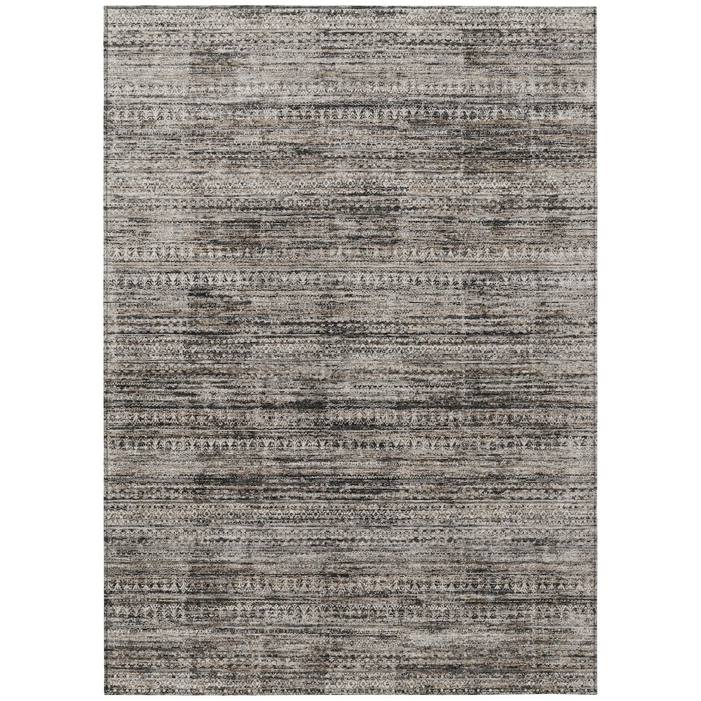 Machine Washable Indoor/Outdoor Chantille Taupe 5' x 7'6" Rug. Picture 1