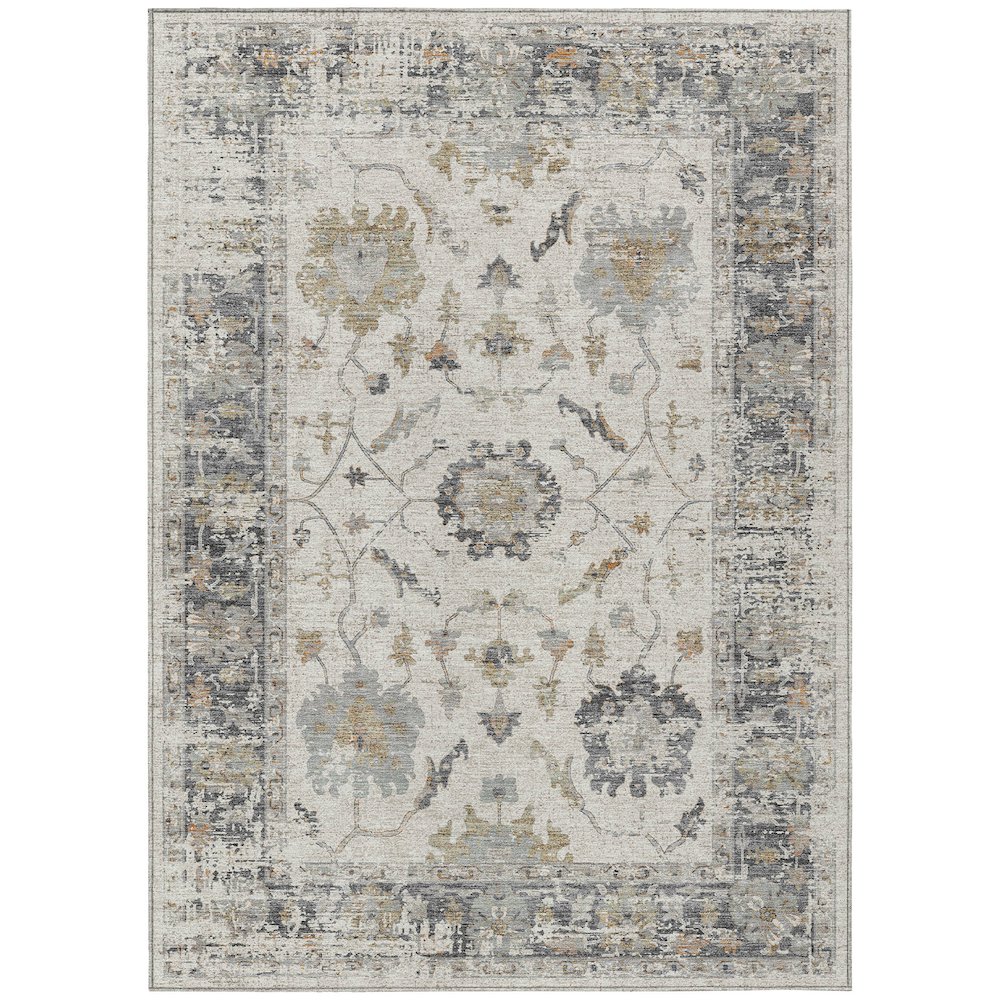 Machine Washable Indoor/Outdoor Chantille Ivory 5' x 7'6" Rug. Picture 1