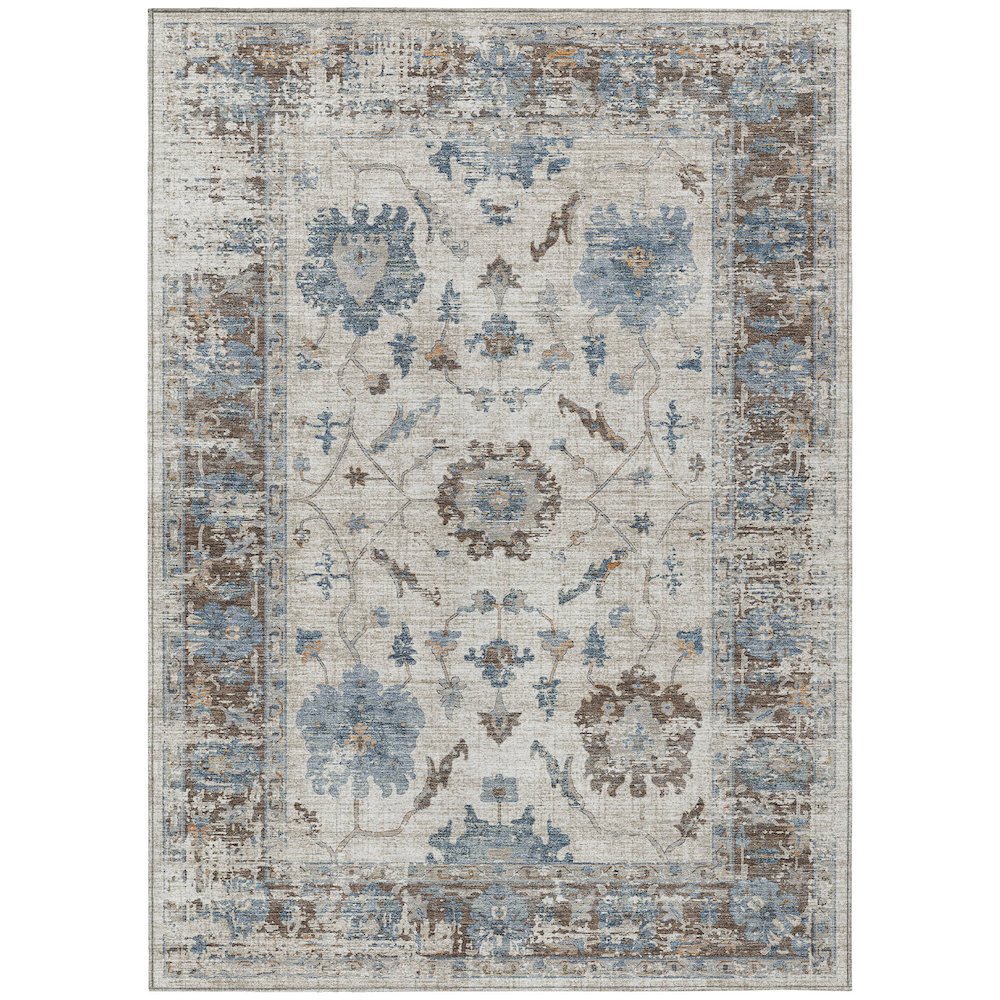 Machine Washable Indoor/Outdoor Chantille Putty 5' x 7'6" Rug. Picture 1
