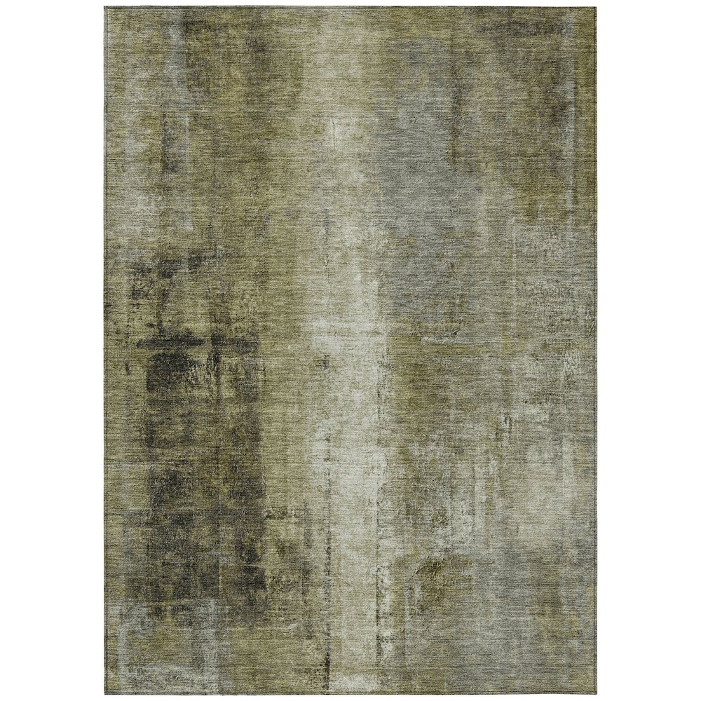Machine Washable Indoor/Outdoor Chantille Olive 5' x 7'6" Rug. Picture 1