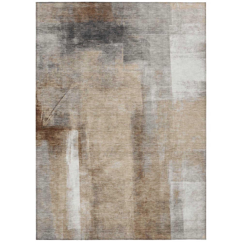 Machine Washable Indoor/Outdoor Chantille Beige 5' x 7'6" Rug. Picture 1
