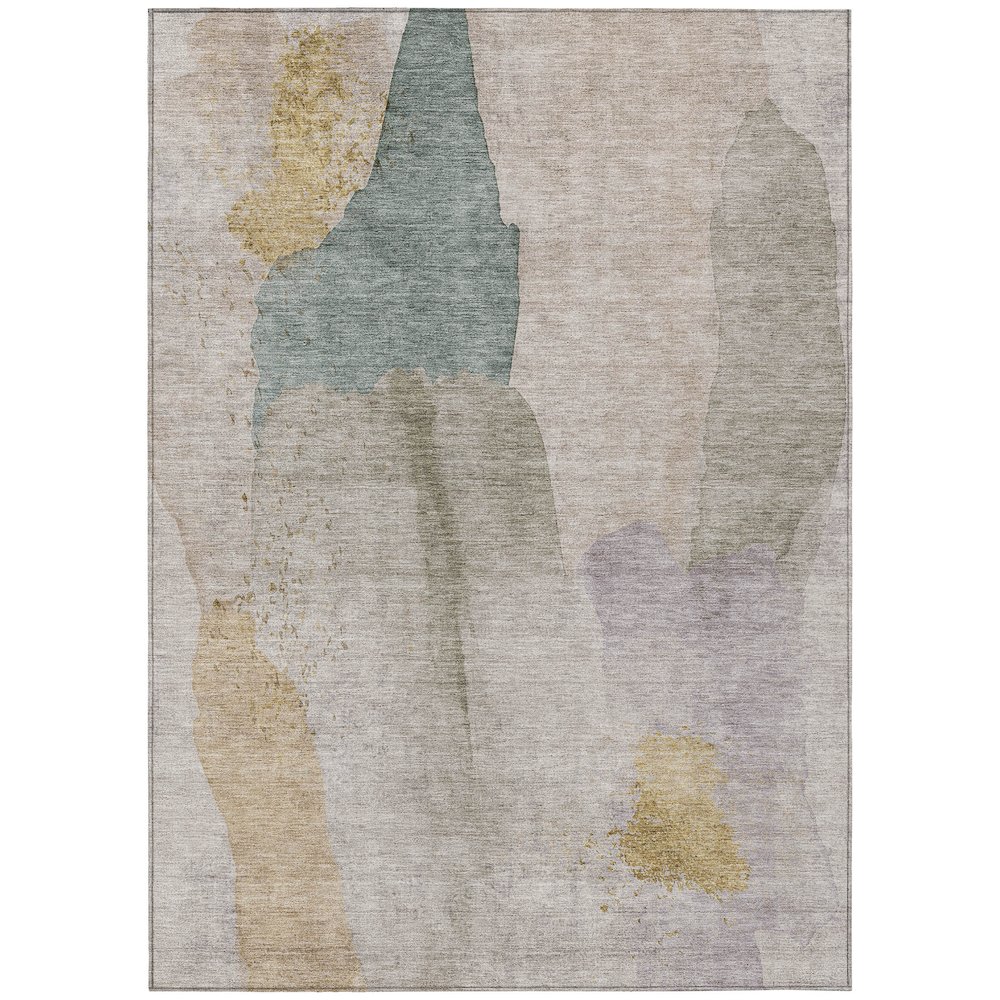 Machine Washable Indoor/Outdoor Chantille Beige 5' x 7'6" Rug. Picture 1
