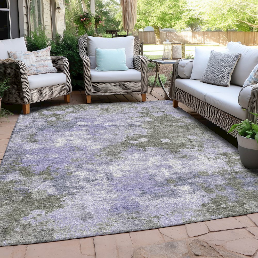Machine Washable Indoor/Outdoor Chantille Lavender 5' x 7'6" Rug. Picture 7