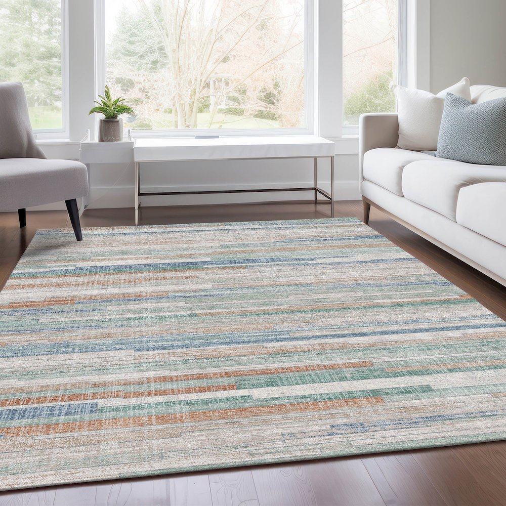Machine Washable Indoor/Outdoor Chantille Linen 5' x 7'6" Rug. Picture 6