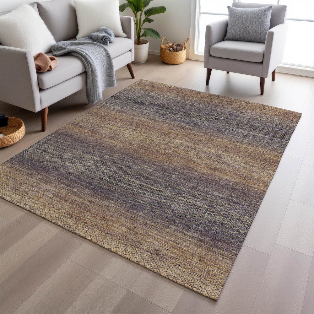 Machine Washable Indoor/Outdoor Chantille Eggplant 5' x 7'6" Rug. Picture 5