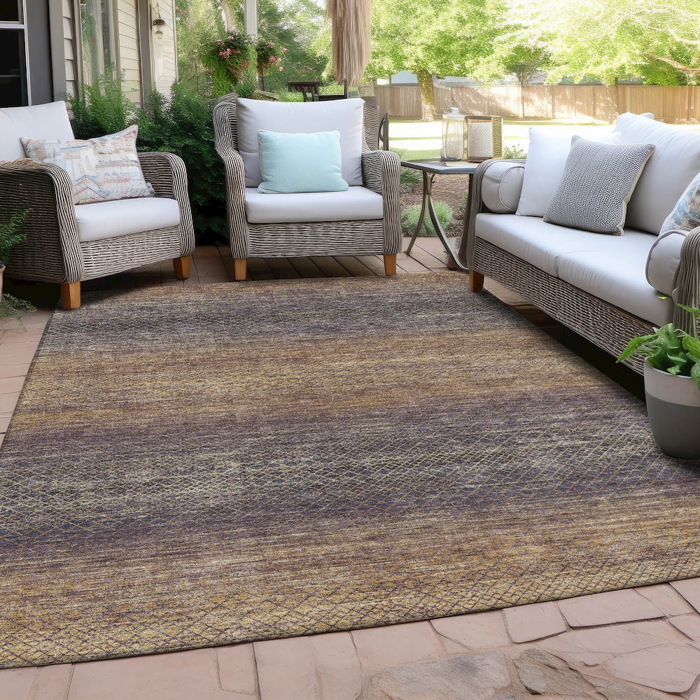 Machine Washable Indoor/Outdoor Chantille Eggplant 5' x 7'6" Rug. Picture 7