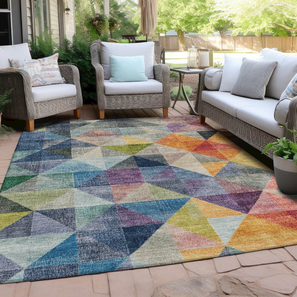 Machine Washable Indoor/Outdoor Chantille Putty 5' x 7'6" Rug. Picture 7