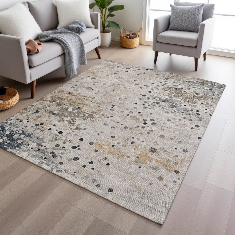 Machine Washable Indoor/Outdoor Chantille Ivory 5' x 7'6" Rug. Picture 5