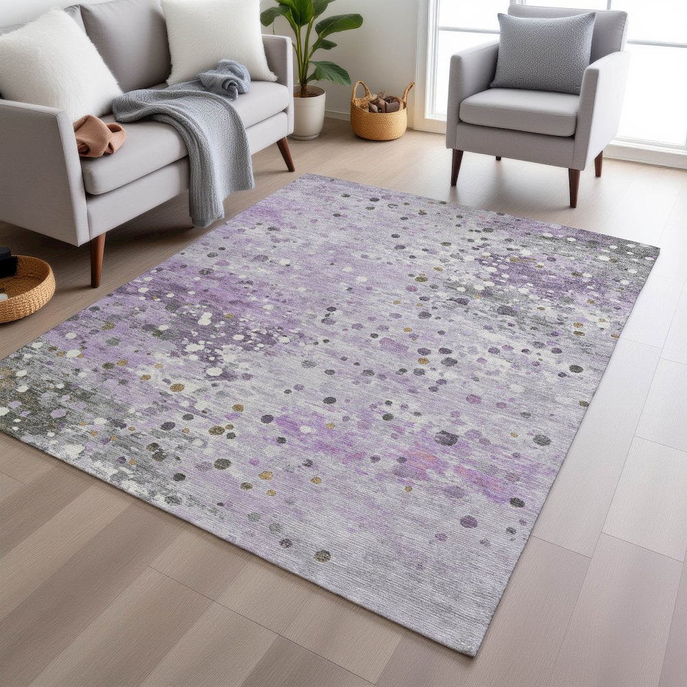 Machine Washable Indoor/Outdoor Chantille Lavender 5' x 7'6" Rug. Picture 5