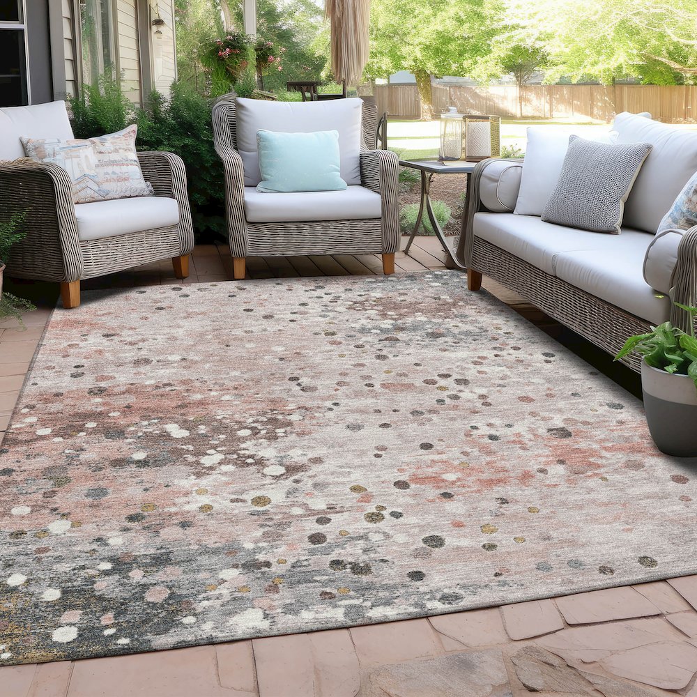Machine Washable Indoor/Outdoor Chantille Salmon 5' x 7'6" Rug. Picture 7