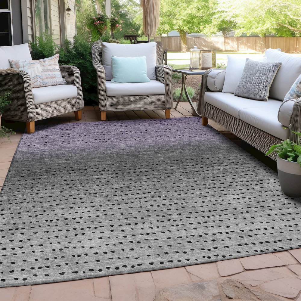 Machine Washable Indoor/Outdoor Chantille Purple 5' x 7'6" Rug. Picture 7