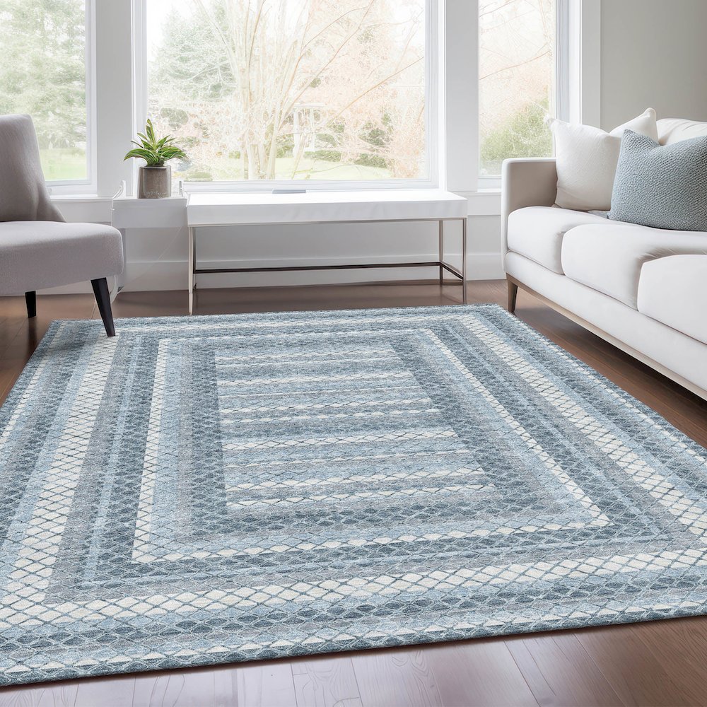 Machine Washable Indoor/Outdoor Chantille Denim 5' x 7'6" Rug. Picture 6