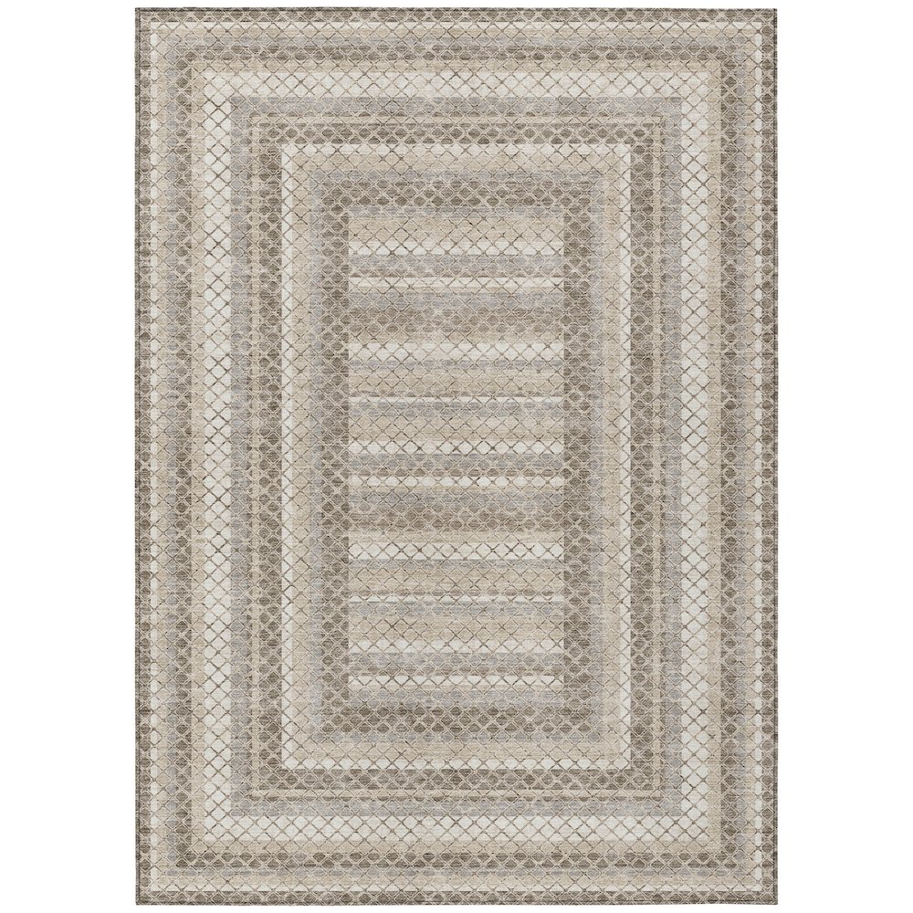 Machine Washable Indoor/Outdoor Chantille Taupe 5' x 7'6" Rug. Picture 1