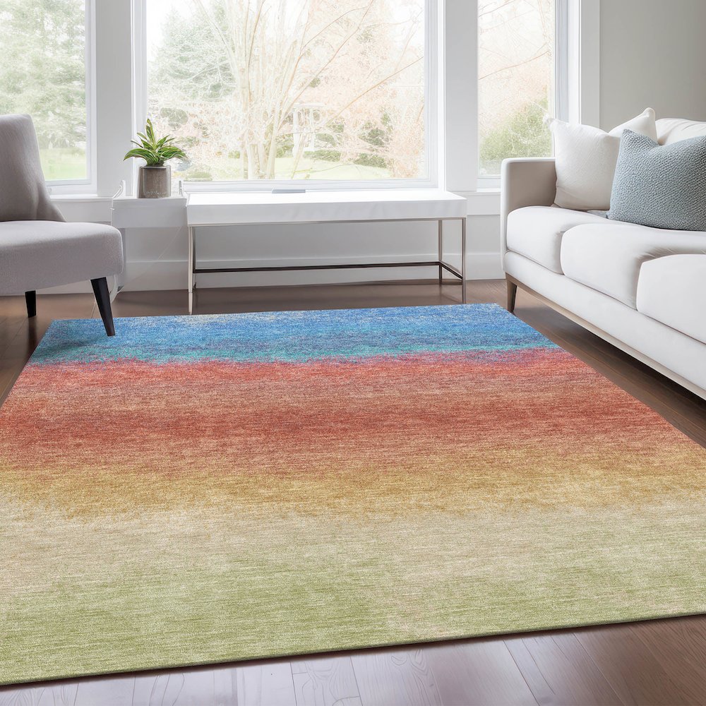 Machine Washable Indoor/Outdoor Chantille Coral 5' x 7'6" Rug. Picture 6