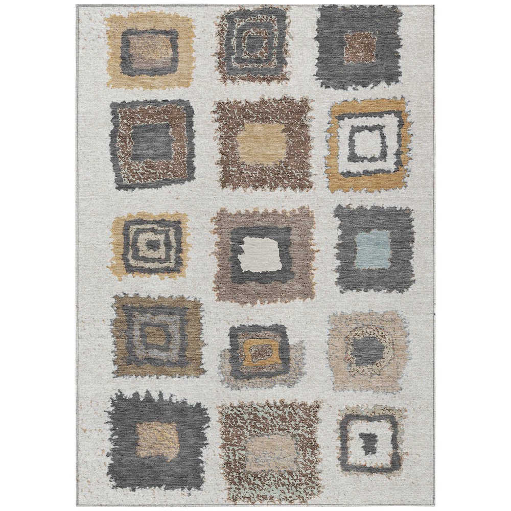 Machine Washable Indoor/Outdoor Chantille Ivory 5' x 7'6" Rug. Picture 1