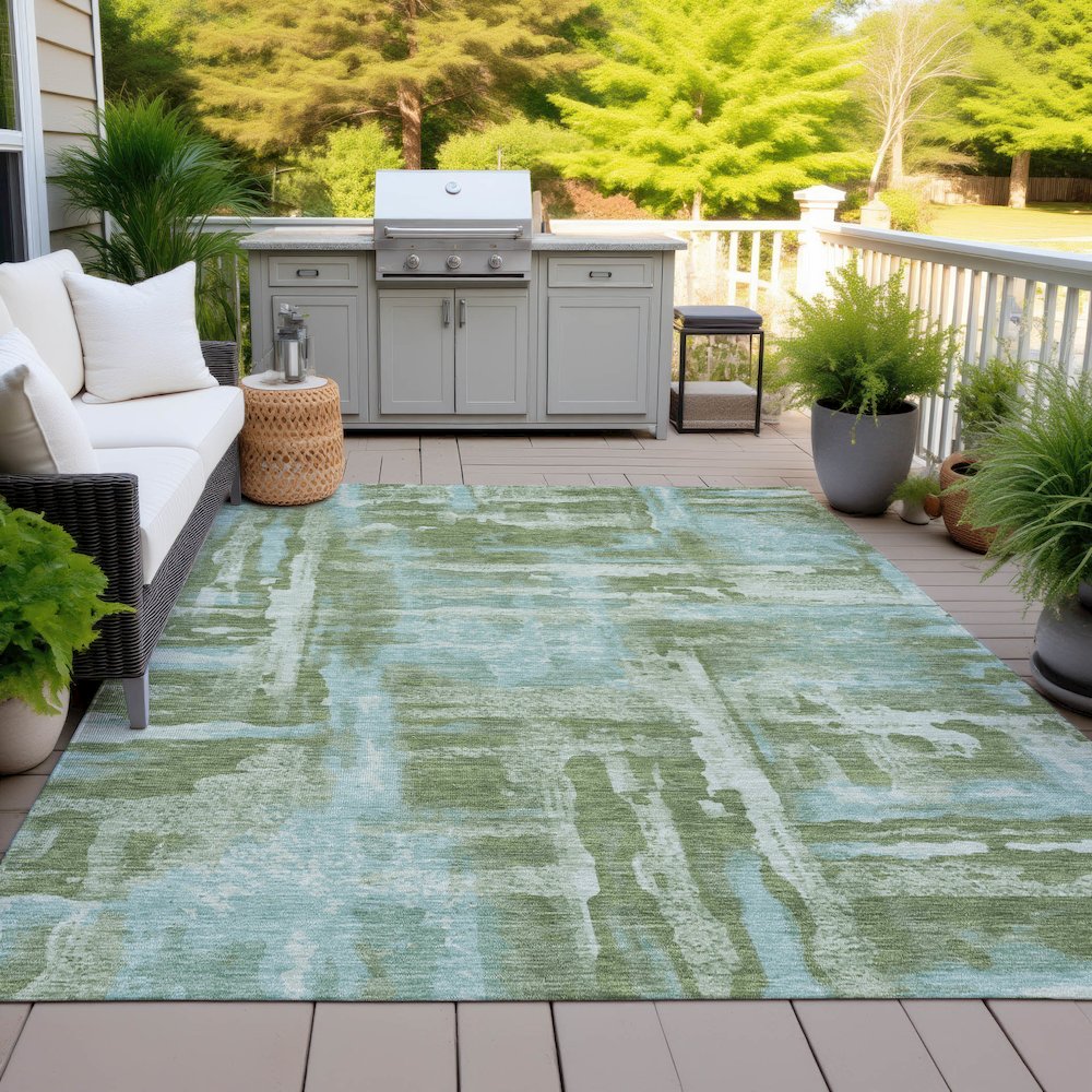 Machine Washable Indoor/Outdoor Chantille ACN2015 Cactus 5' x 7'6" Rug. Picture 7