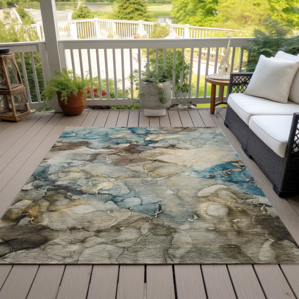 Machine Washable Indoor/Outdoor Chantille ACN2018 Brown 5' x 7'6" Rug. Picture 8