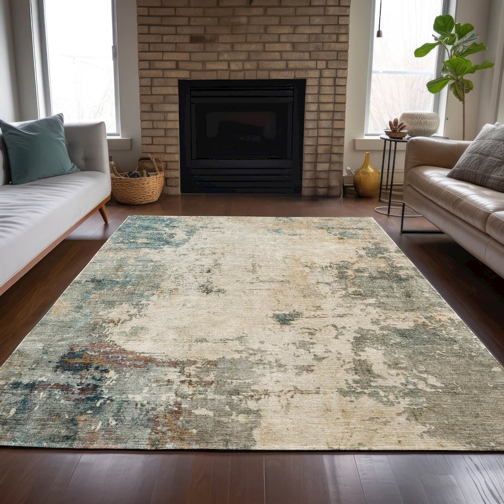 Machine Washable Indoor/Outdoor Chantille ACN2022 Ivory 5' x 7'6" Rug. Picture 6