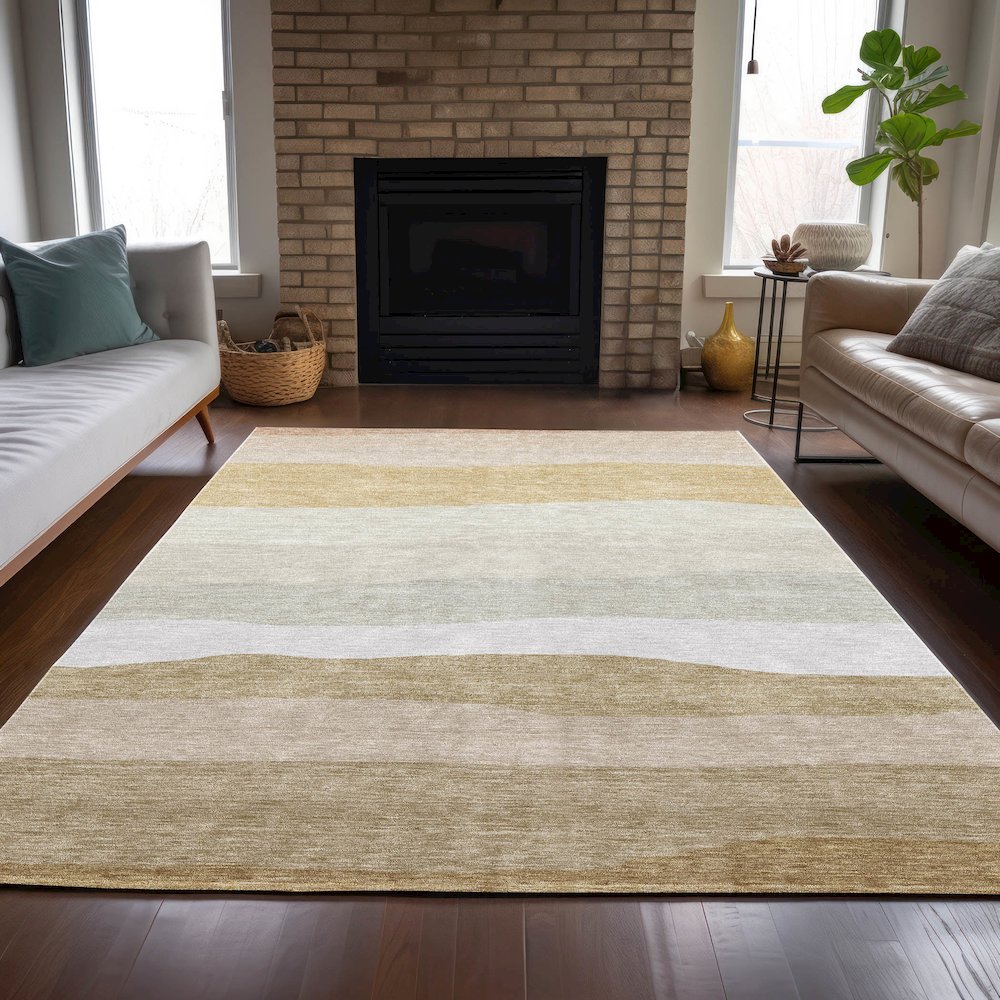 Machine Washable Indoor/Outdoor Chantille ACN2023 Wheat 5' x 7'6" Rug. Picture 6