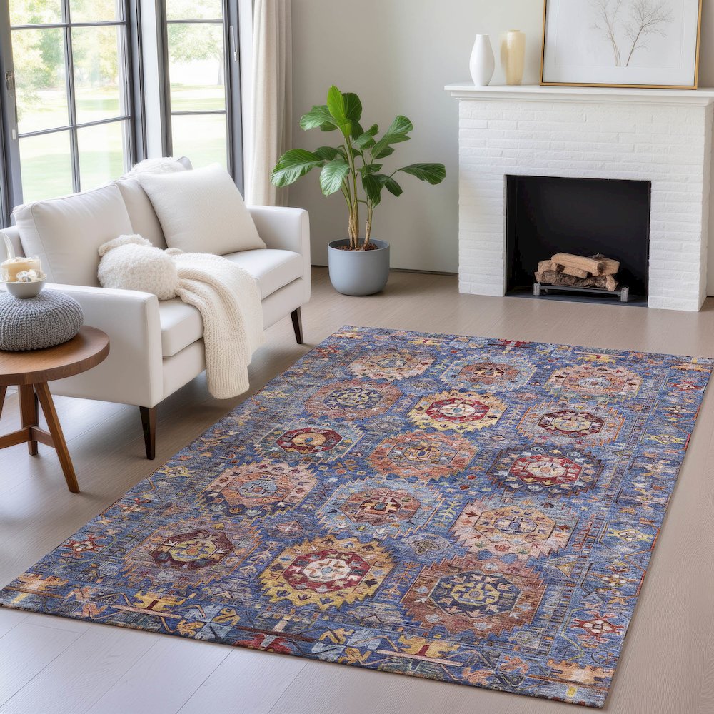 Machine Washable Indoor/Outdoor Chantille ACN2024 Denim 5' x 7'6" Rug. Picture 5