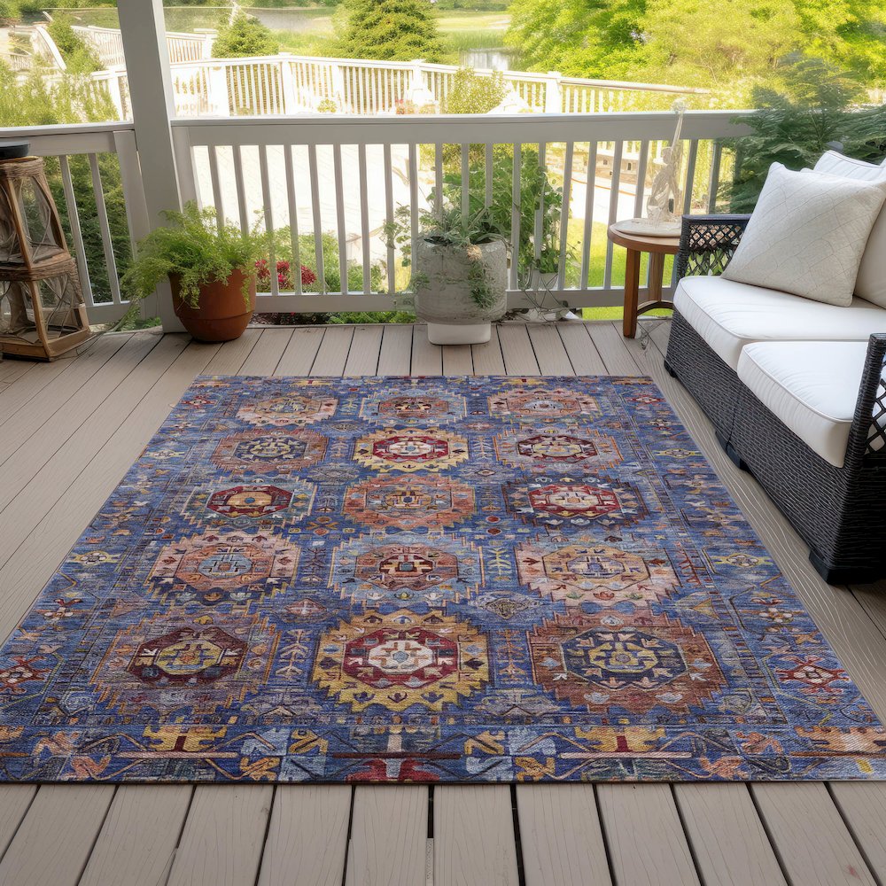 Machine Washable Indoor/Outdoor Chantille ACN2024 Denim 5' x 7'6" Rug. Picture 8