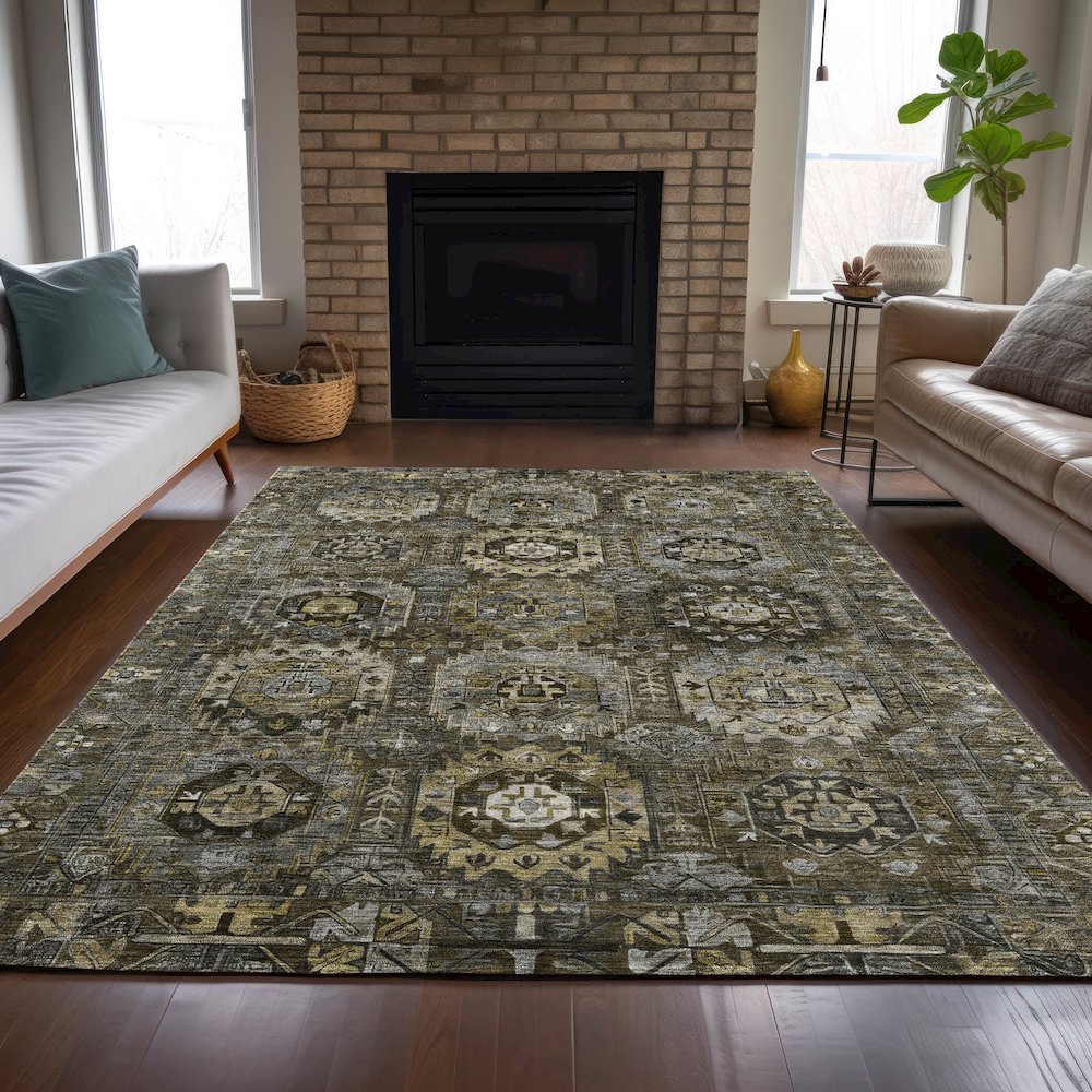Machine Washable Indoor/Outdoor Chantille ACN2024 Mocha 5' x 7'6" Rug. Picture 6
