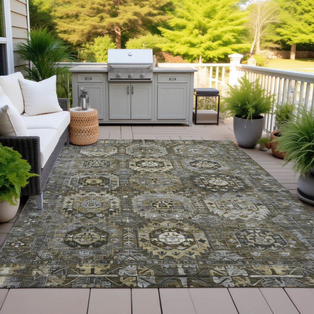 Machine Washable Indoor/Outdoor Chantille ACN2024 Mocha 5' x 7'6" Rug. Picture 7