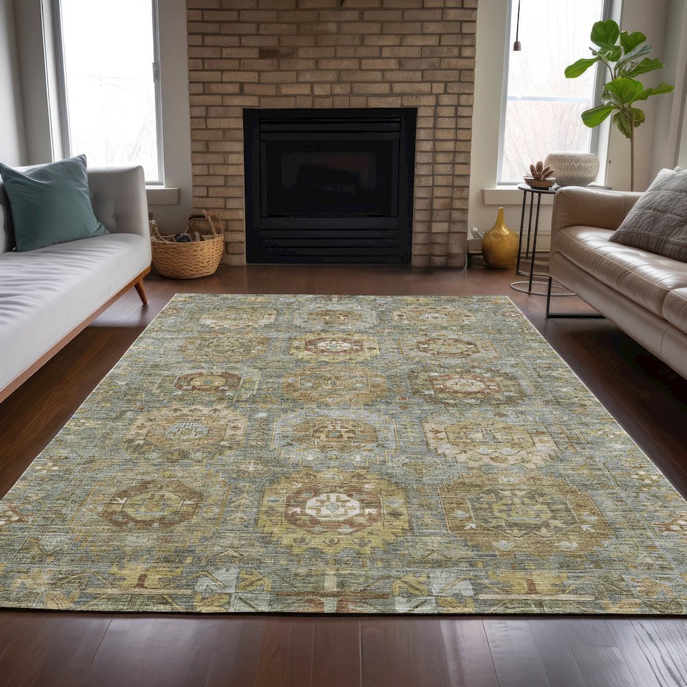 Machine Washable Indoor/Outdoor Chantille ACN2024 Sage 5' x 7'6" Rug. Picture 6