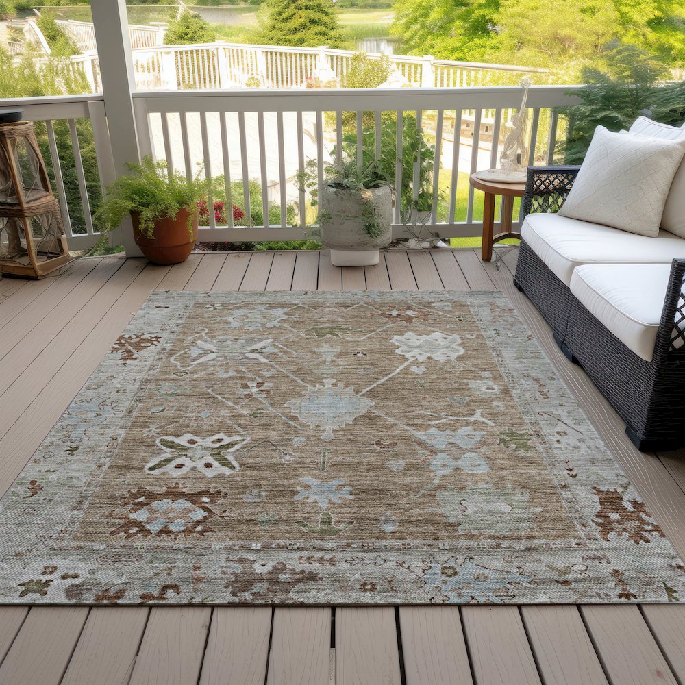 Machine Washable Indoor/Outdoor Chantille ACN2025 Brown 5' x 7'6" Rug. Picture 8