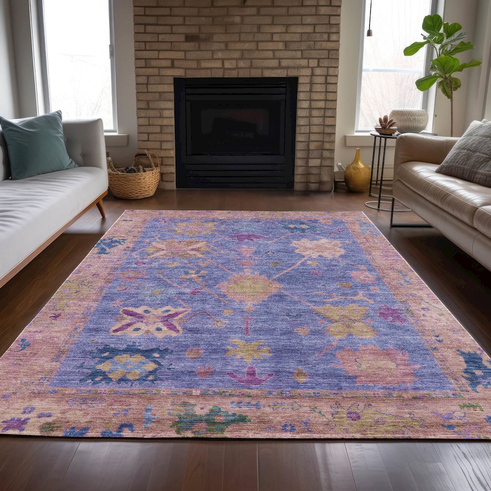 Machine Washable Indoor/Outdoor Chantille ACN2025 Purple 5' x 7'6" Rug. Picture 6