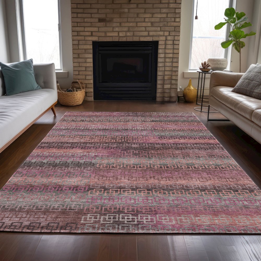 Machine Washable Indoor/Outdoor Chantille ACN2029 Pink 5' x 7'6" Rug. Picture 6