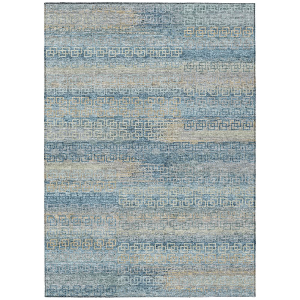Machine Washable Indoor/Outdoor Chantille ACN2029 Teal 5' x 7'6" Rug. Picture 1