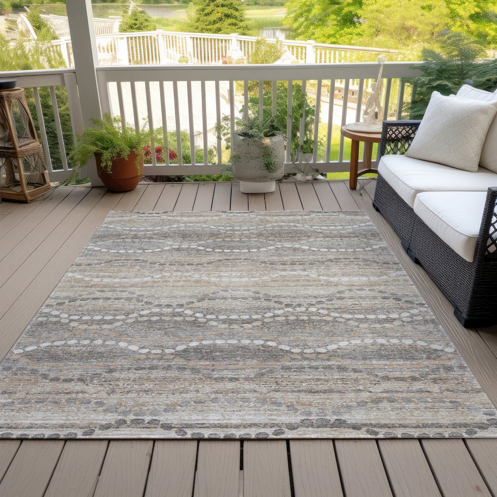 Machine Washable Indoor/Outdoor Chantille ACN2030 Beige 5' x 7'6" Rug. Picture 8