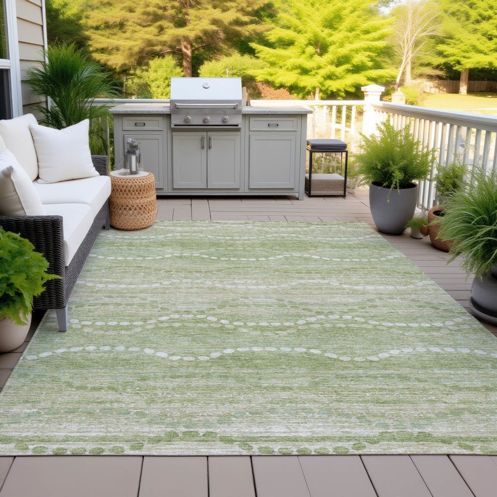 Machine Washable Indoor/Outdoor Chantille ACN2030 Sage 5' x 7'6" Rug. Picture 7